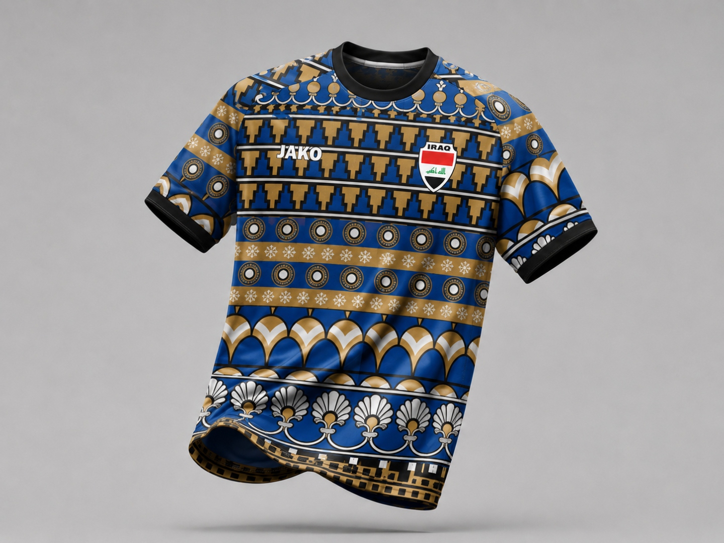 Iraq 2026 Warm-Up Shirt — Mesopotamia pharaonic pattern